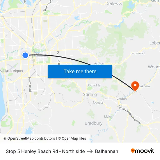 Stop 5 Henley Beach Rd - North side to Balhannah map