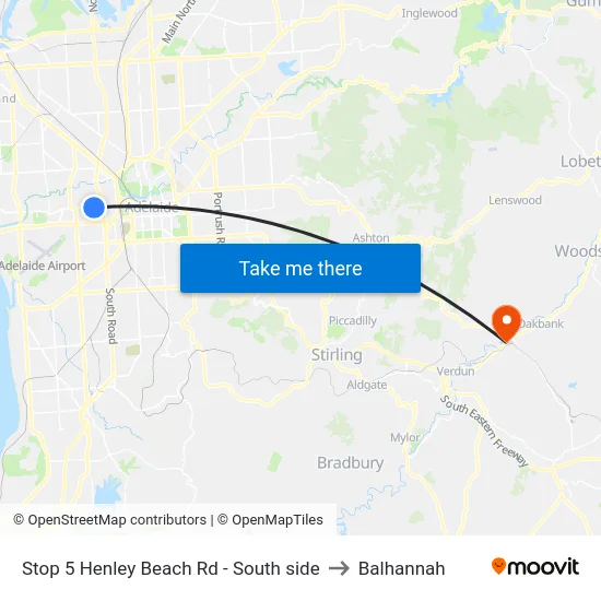 Stop 5 Henley Beach Rd - South side to Balhannah map