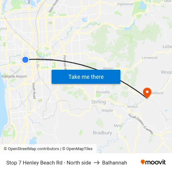 Stop 7 Henley Beach Rd - North side to Balhannah map