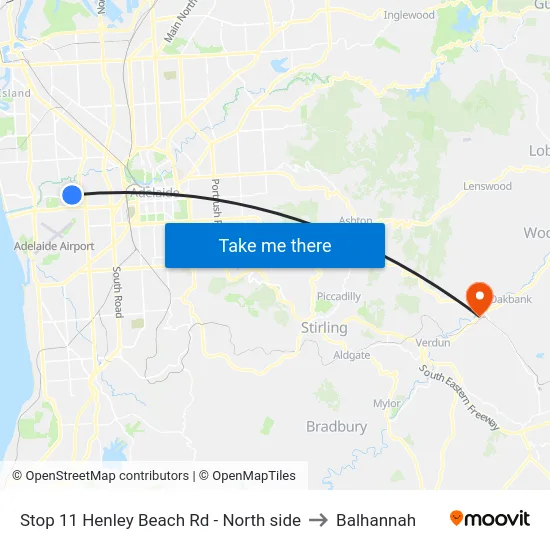 Stop 11 Henley Beach Rd - North side to Balhannah map