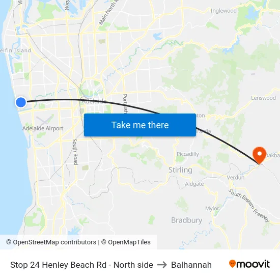 Stop 24 Henley Beach Rd - North side to Balhannah map