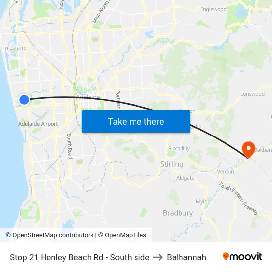 Stop 21 Henley Beach Rd - South side to Balhannah map