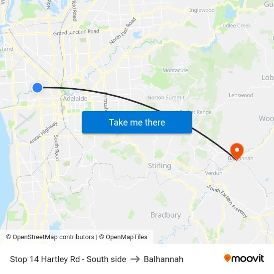 Stop 14 Hartley Rd - South side to Balhannah map