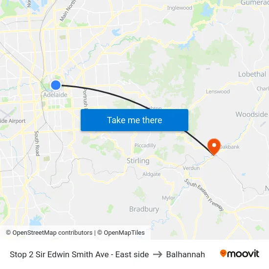 Stop 2 Sir Edwin Smith Ave - East side to Balhannah map