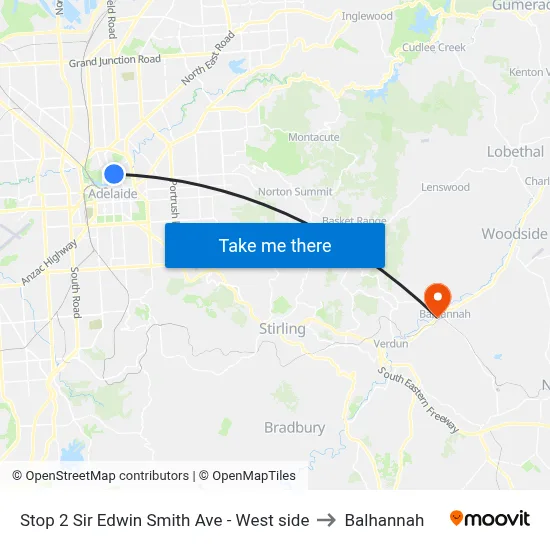 Stop 2 Sir Edwin Smith Ave - West side to Balhannah map