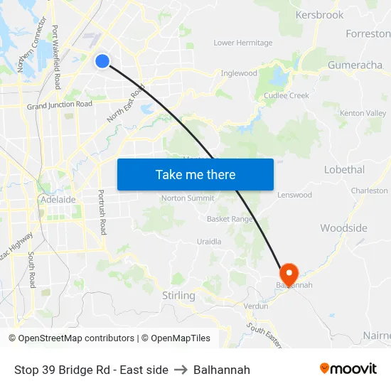 Stop 39 Bridge Rd - East side to Balhannah map