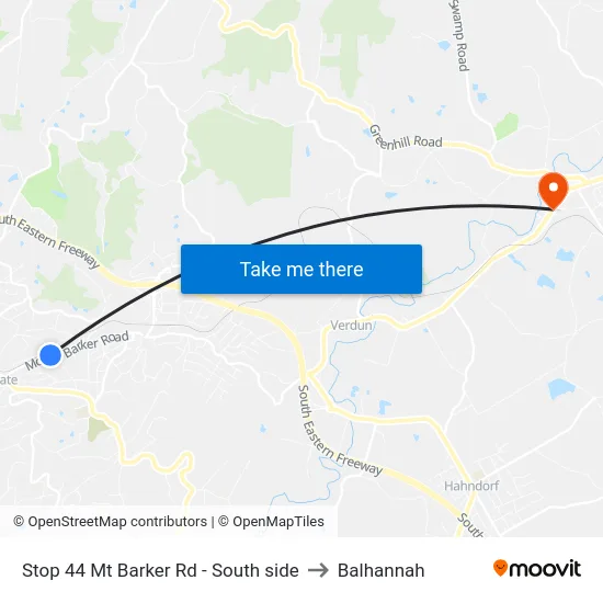 Stop 44 Mt Barker Rd - South side to Balhannah map