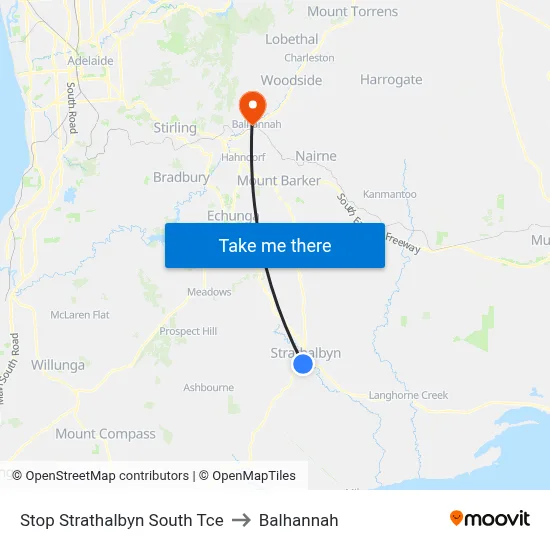 Stop Strathalbyn South Tce to Balhannah map