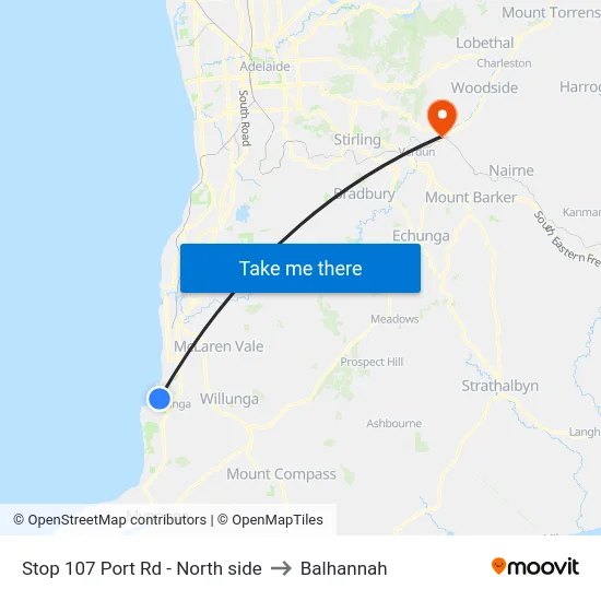 Stop 107 Port Rd - North side to Balhannah map