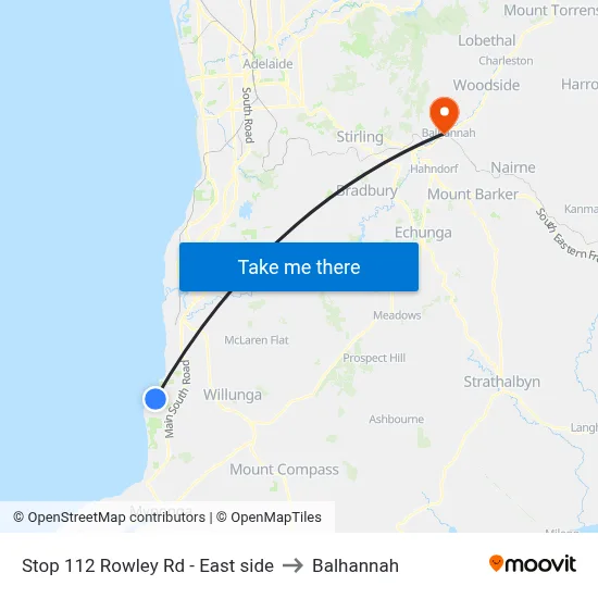 Stop 112 Rowley Rd - East side to Balhannah map