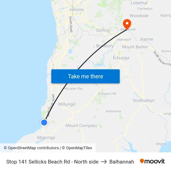 Stop 141 Sellicks Beach Rd - North side to Balhannah map
