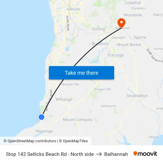 Stop 142 Sellicks Beach Rd - North side to Balhannah map