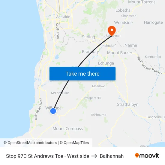 Stop 97C St Andrews Tce - West side to Balhannah map