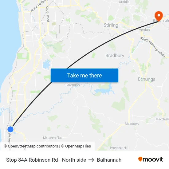 Stop 84A Robinson Rd - North side to Balhannah map