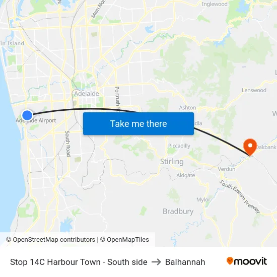Stop 14C Harbour Town - South side to Balhannah map