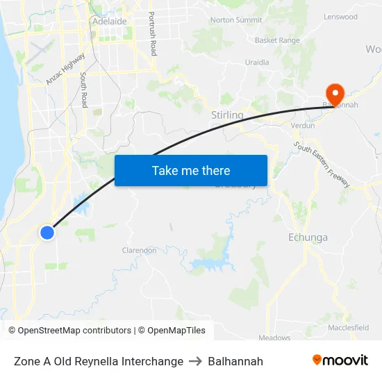 Zone A Old Reynella Interchange to Balhannah map