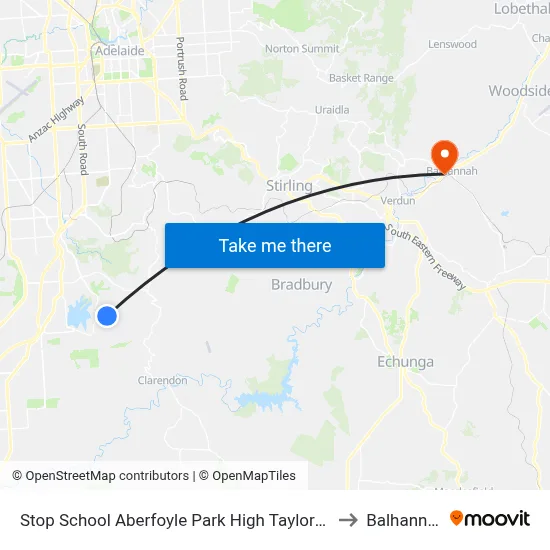 Stop School Aberfoyle Park High Taylors Rd to Balhannah map