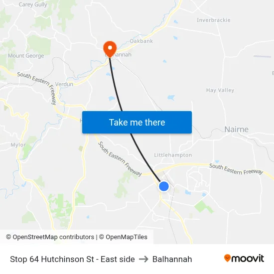 Stop 64 Hutchinson St - East side to Balhannah map