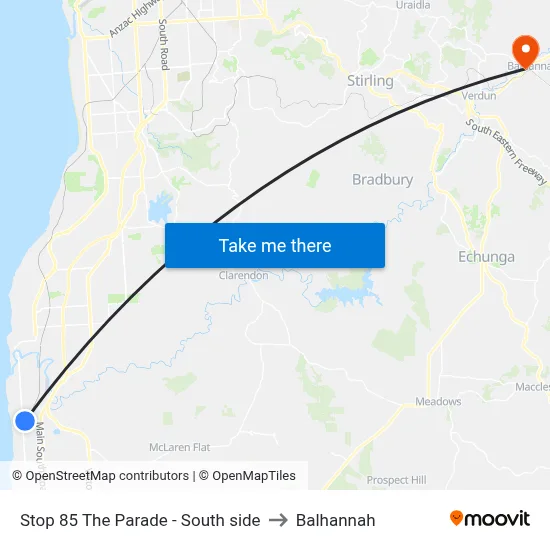Stop 85 The Parade - South side to Balhannah map