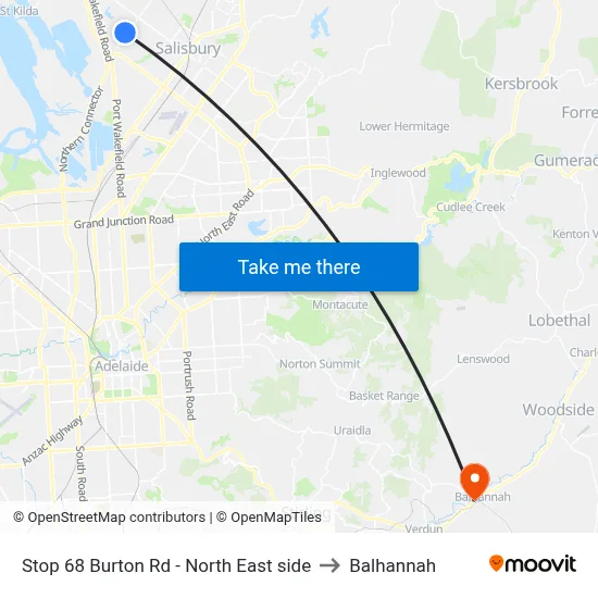 Stop 68 Burton Rd - North East side to Balhannah map