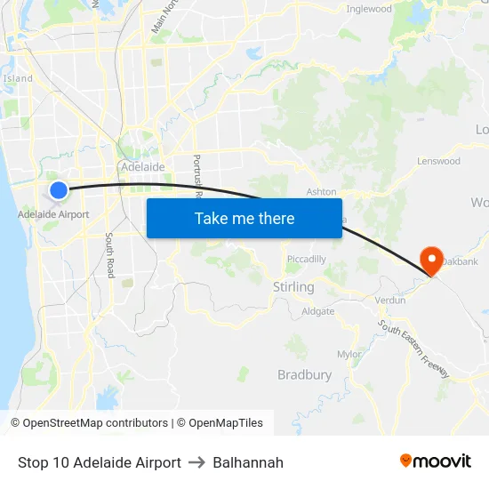Stop 10 Adelaide Airport to Balhannah map