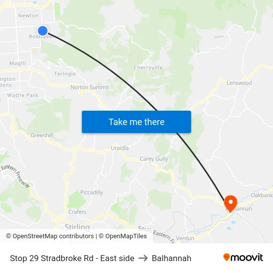 Stop 29 Stradbroke Rd - East side to Balhannah map