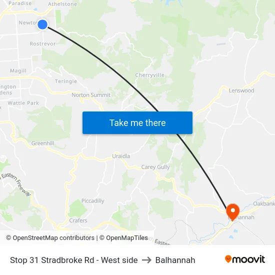 Stop 31 Stradbroke Rd - West side to Balhannah map