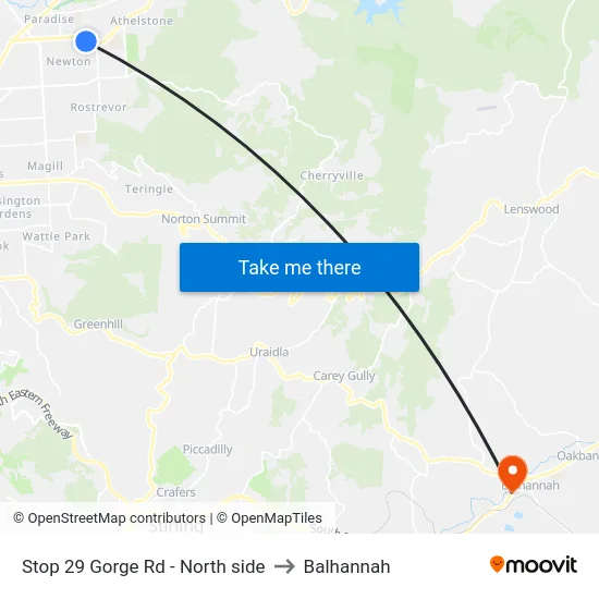 Stop 29 Gorge Rd - North side to Balhannah map