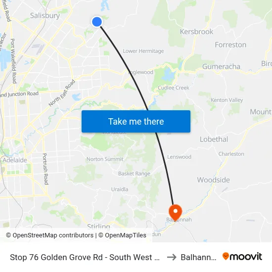 Stop 76 Golden Grove Rd - South West side to Balhannah map