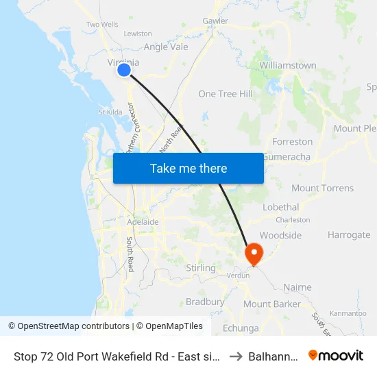 Stop 72 Old Port Wakefield Rd - East side to Balhannah map