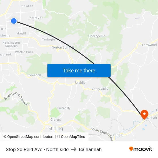 Stop 20 Reid Ave - North side to Balhannah map