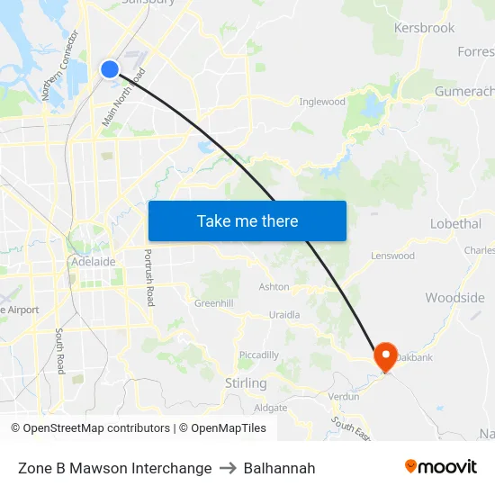 Zone B Mawson Interchange to Balhannah map