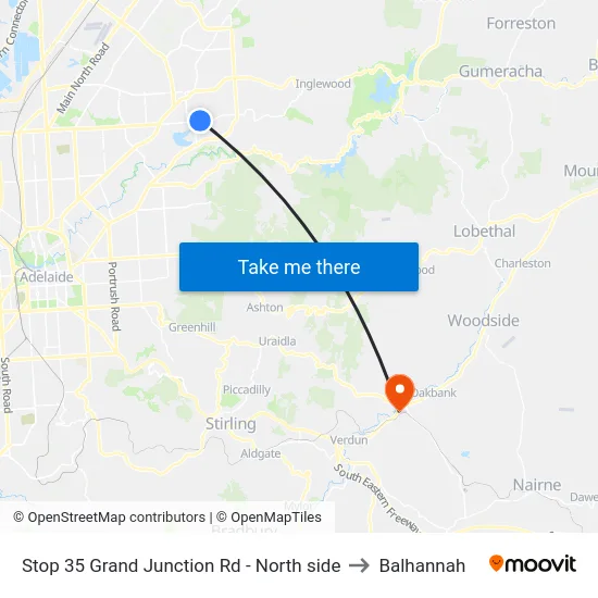 Stop 35 Grand Junction Rd - North side to Balhannah map