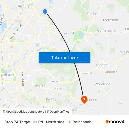 Stop 74 Target Hill Rd - North side to Balhannah map