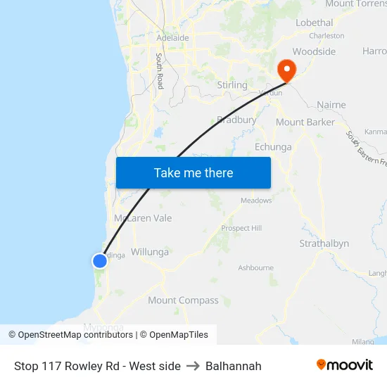 Stop 117 Rowley Rd - West side to Balhannah map