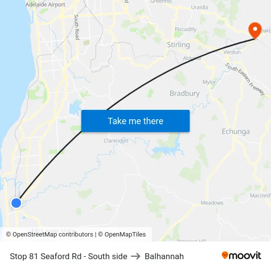 Stop 81 Seaford Rd - South side to Balhannah map
