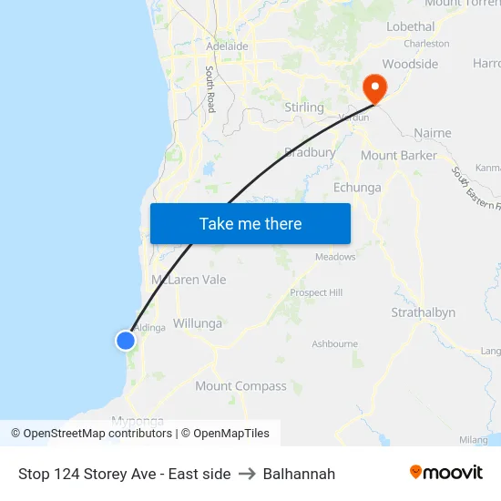 Stop 124 Storey Ave - East side to Balhannah map