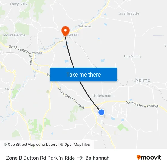 Zone B Dutton Rd Park 'n' Ride to Balhannah map
