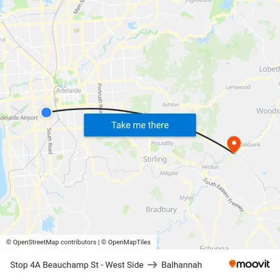 Stop 4A Beauchamp St - West Side to Balhannah map
