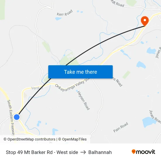 Stop 49 Mt Barker Rd - West side to Balhannah map