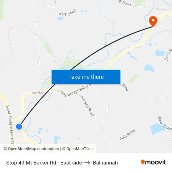 Stop 49 Mt Barker Rd - East side to Balhannah map