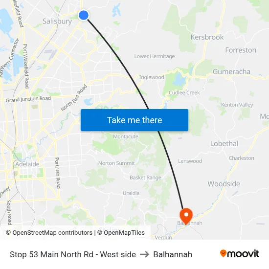 Stop 53 Main North Rd - West side to Balhannah map
