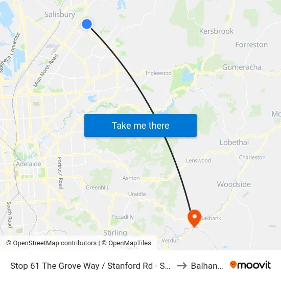 Stop 61 The Grove Way / Stanford Rd - South side to Balhannah map
