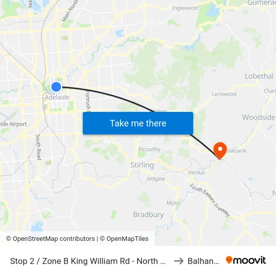 Stop 2 / Zone B King William Rd - North West side to Balhannah map