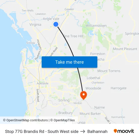 Stop 77G Brandis Rd - South West side to Balhannah map