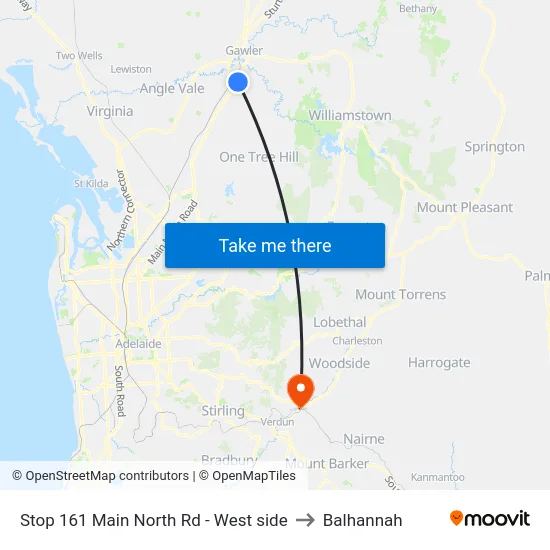 Stop 161 Main North Rd - West side to Balhannah map