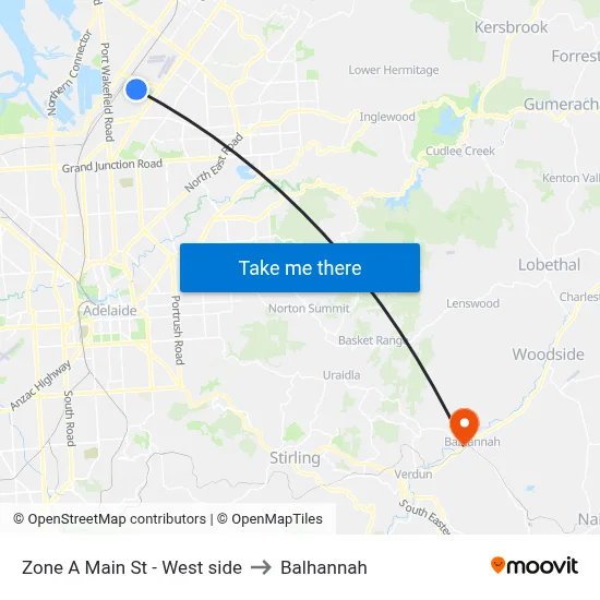 Zone A Main St - West side to Balhannah map