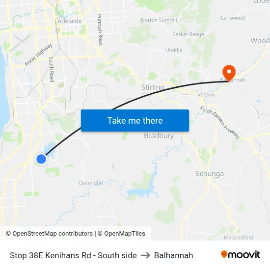 Stop 38E Kenihans Rd - South side to Balhannah map