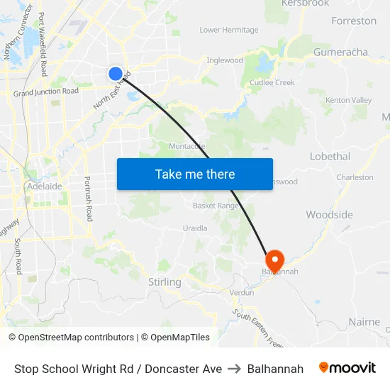 Stop School Wright Rd / Doncaster Ave to Balhannah map