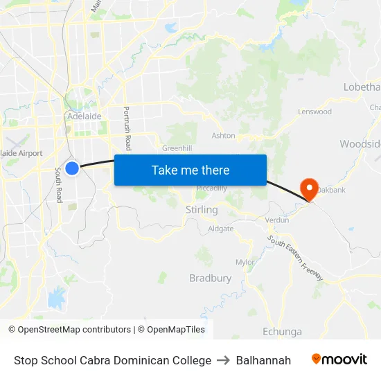 Stop School Cabra Dominican College to Balhannah map